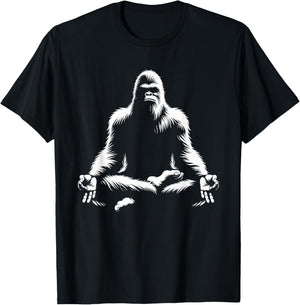 Bigfoot Yoga Pose Sasquatch Meditation T-Shirt - T-Shirt | Black