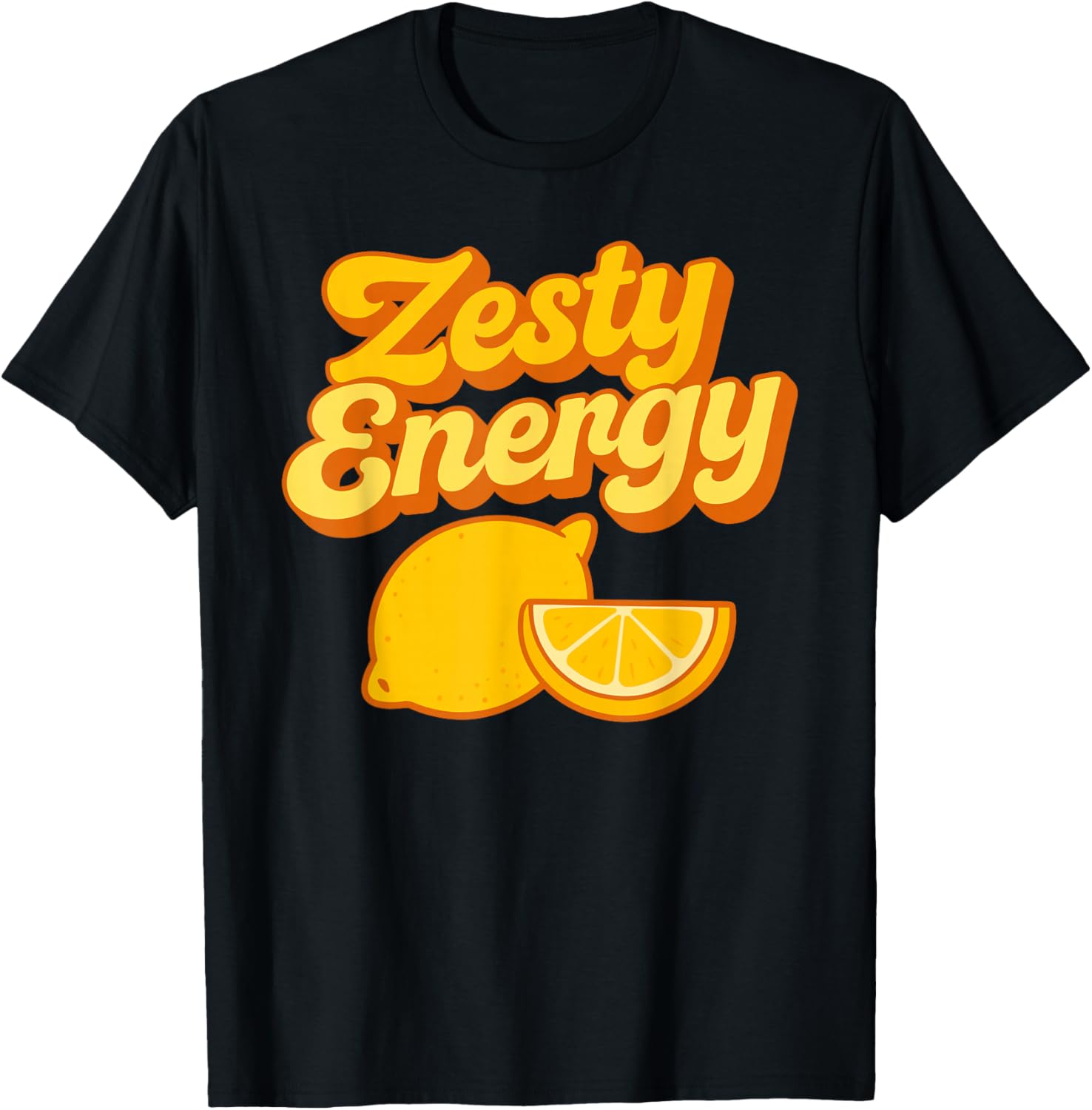 Zesty Energy Lemon Orange Fruit Style T-Shirt - T-Shirt | Black