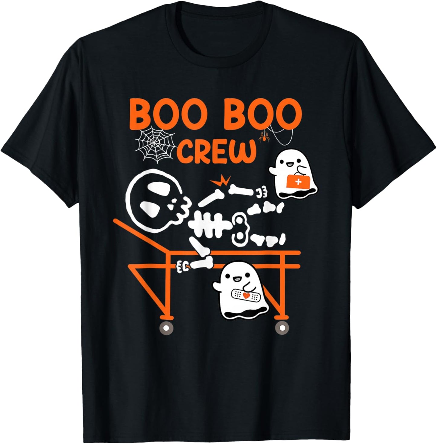 Boo Boo Crew Funny Ghost Nurse Retro Spooky Season Halloween T-Shirt - T-Shirt | Black