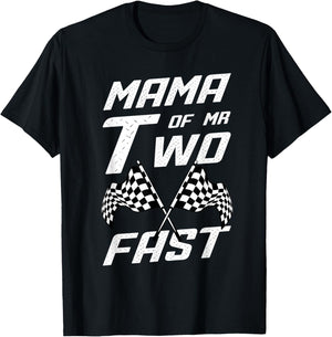 Boy 2nd Birthday Pit Crew Racing Car Mama Mr. Two Fast T-Shirt - T-Shirt | Black