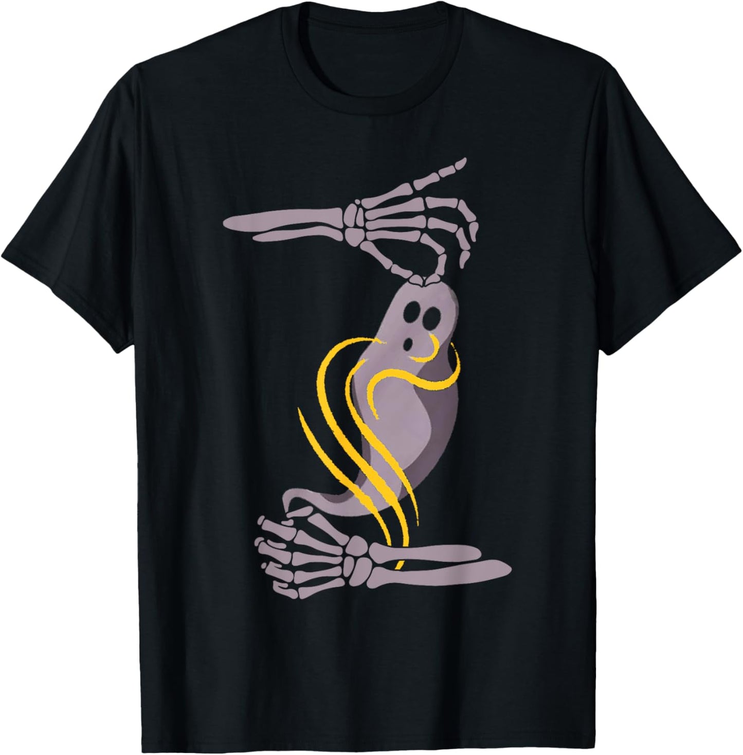 Spooky Halloween ASL Skeleton Hands Ghost T-Shirt - T-Shirt | Black
