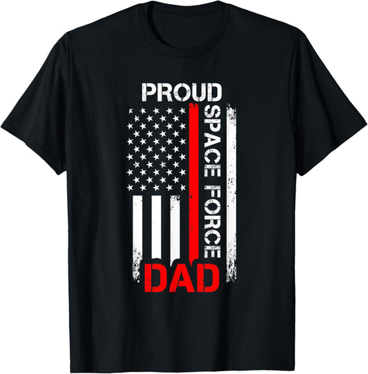 Proud Space Force Dad T-Shirt - T-Shirt | Black