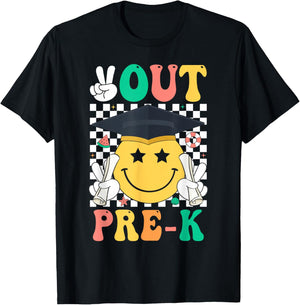 Peace Out Pre-K PreK Graduation Retro Last Day of School T-Shirt - T-Shirt | Black