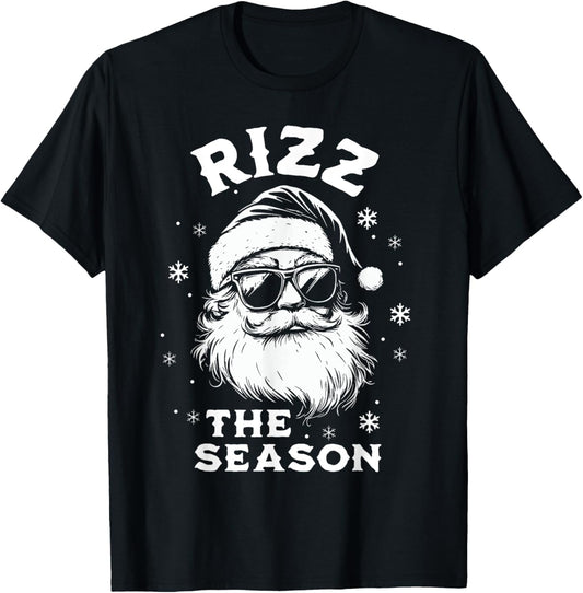 Rizz The Season Santa Claus Rizzmas Funny Boys Christmas T-Shirt - T-Shirt | Black