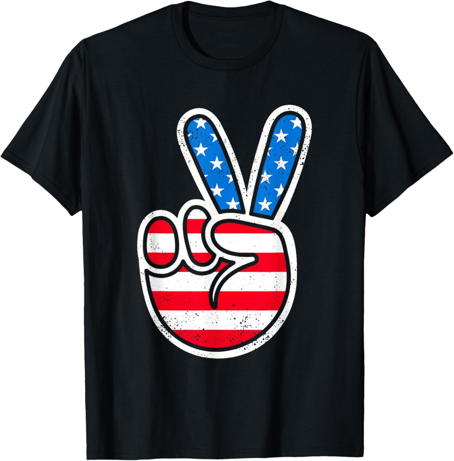 American Flag Peace Sign 60s 70s 80s Patriotic Boys Toddler T-Shirt - T-Shirt | Black
