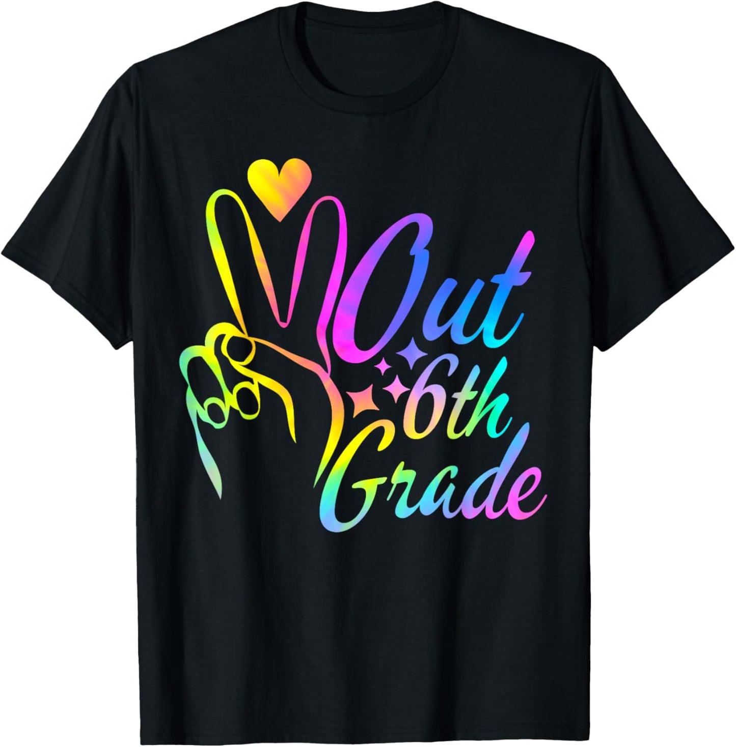 Peace Out 6th Grade Tie Dye Graduation Last Day Of School T-Shirt - T-Shirt | Black