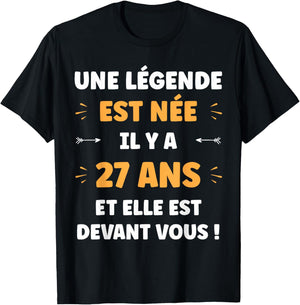 Humour légende ado 27 Ans Rigolo Blague Anniversaire 27 Ans T-Shirt - T-Shirt | Black