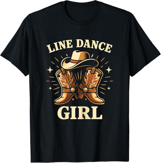 Line Dance Girl Damen Western Country Tanzen Dancer Tanz T-Shirt - T-Shirt | Black