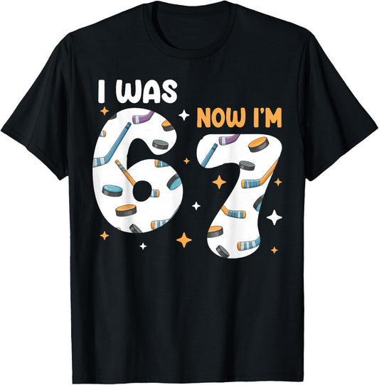I was 6 Now I'm 7 Hockey Birthday T-Shirt - T-Shirt | Black