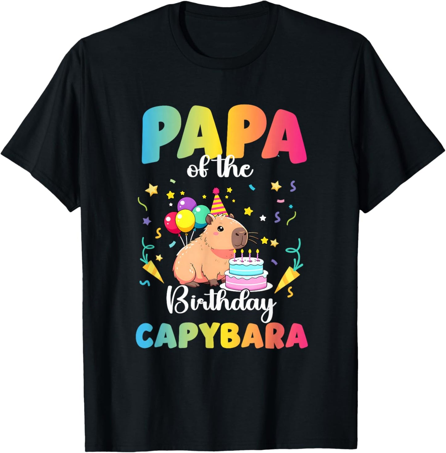 Papa of The Birthday Girl Capybara Bday Party Family T-Shirt - T-Shirt | Black