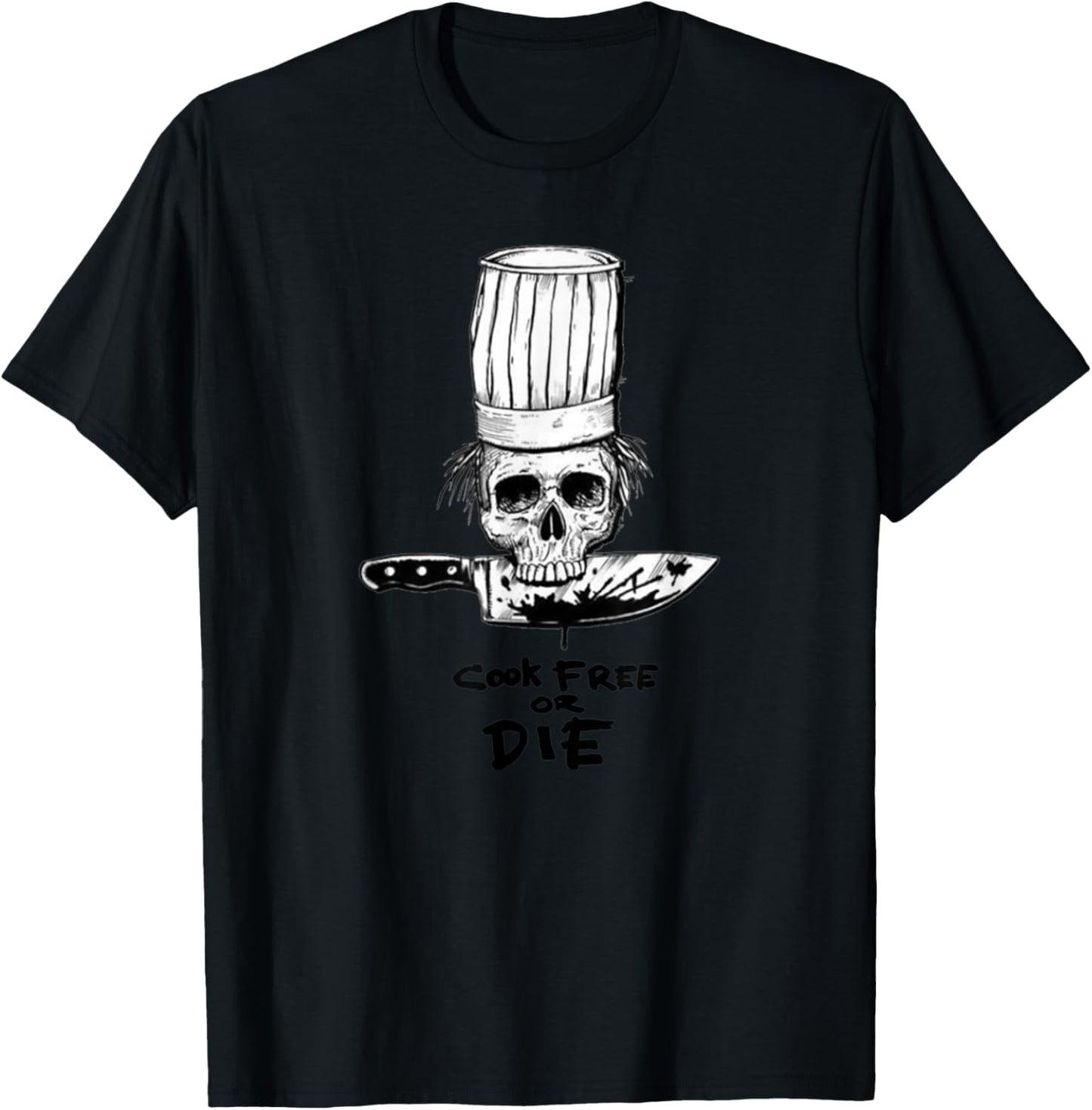 Bourdain Cook Free Or Die Funny Skull Chef Food T-Shirt - T-Shirt | Black