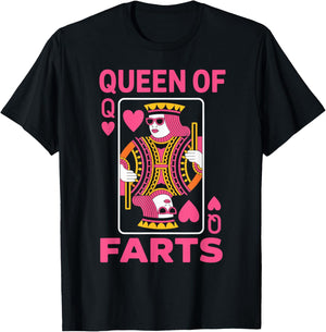 Queen of Farts Funny Humor Card Game Parody T-Shirt - T-Shirt | Black