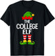College Elf Xmas Matching Family Elf Squad Christmas T-Shirt - T-Shirt | Black