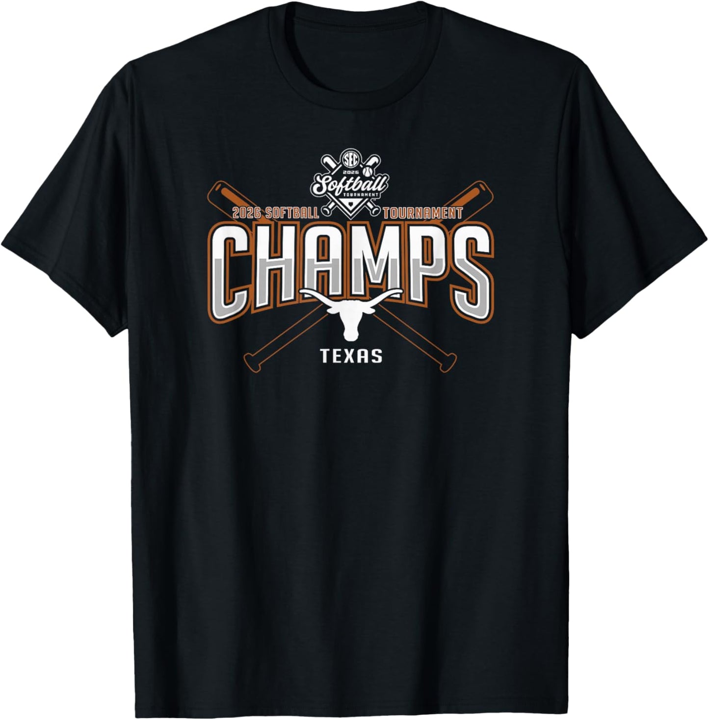 Texas Longhorns SEC Champs 2026 Softball Tournament T-Shirt - T-Shirt | Black