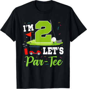 I'm 2 Let's Par- Birthday Golf Theme 2nd Party T-Shirt - T-Shirt | Black