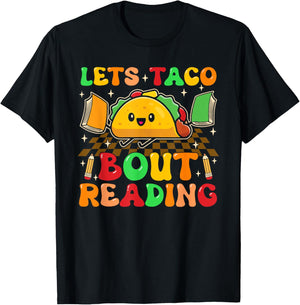 Lets Taco Bout Reading Back To School Science Teacher Groovy Men Women T-Shirt - T-Shirt | Black