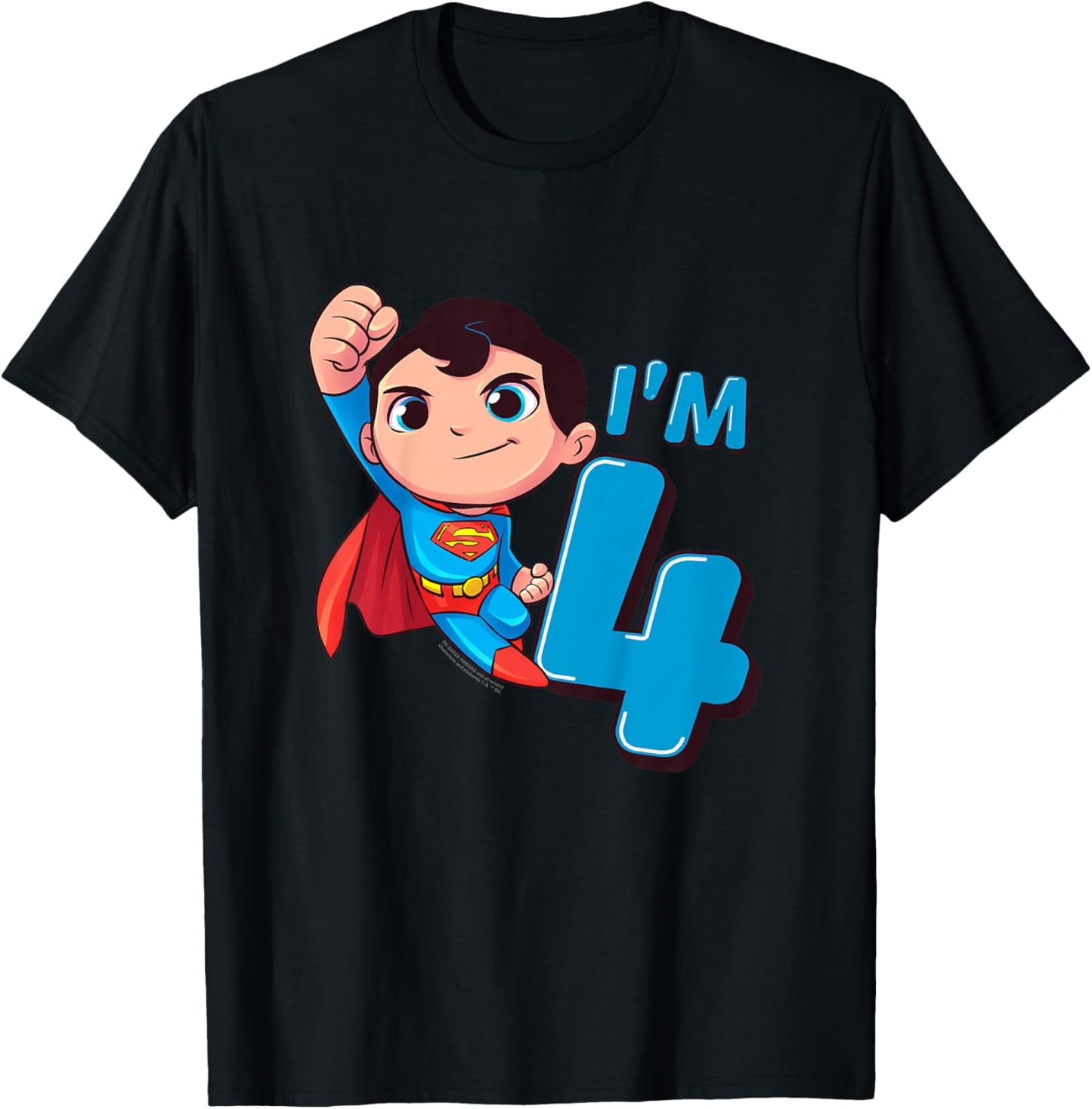 Kids Superman 4th Birthday Cute I'm 4 T-Shirt - T-Shirt | Black