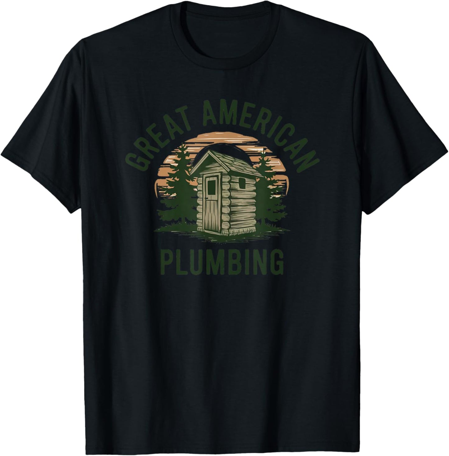 Great American Plumbing Funny Outhouse Country Bathrooms T-Shirt - T-Shirt | Black