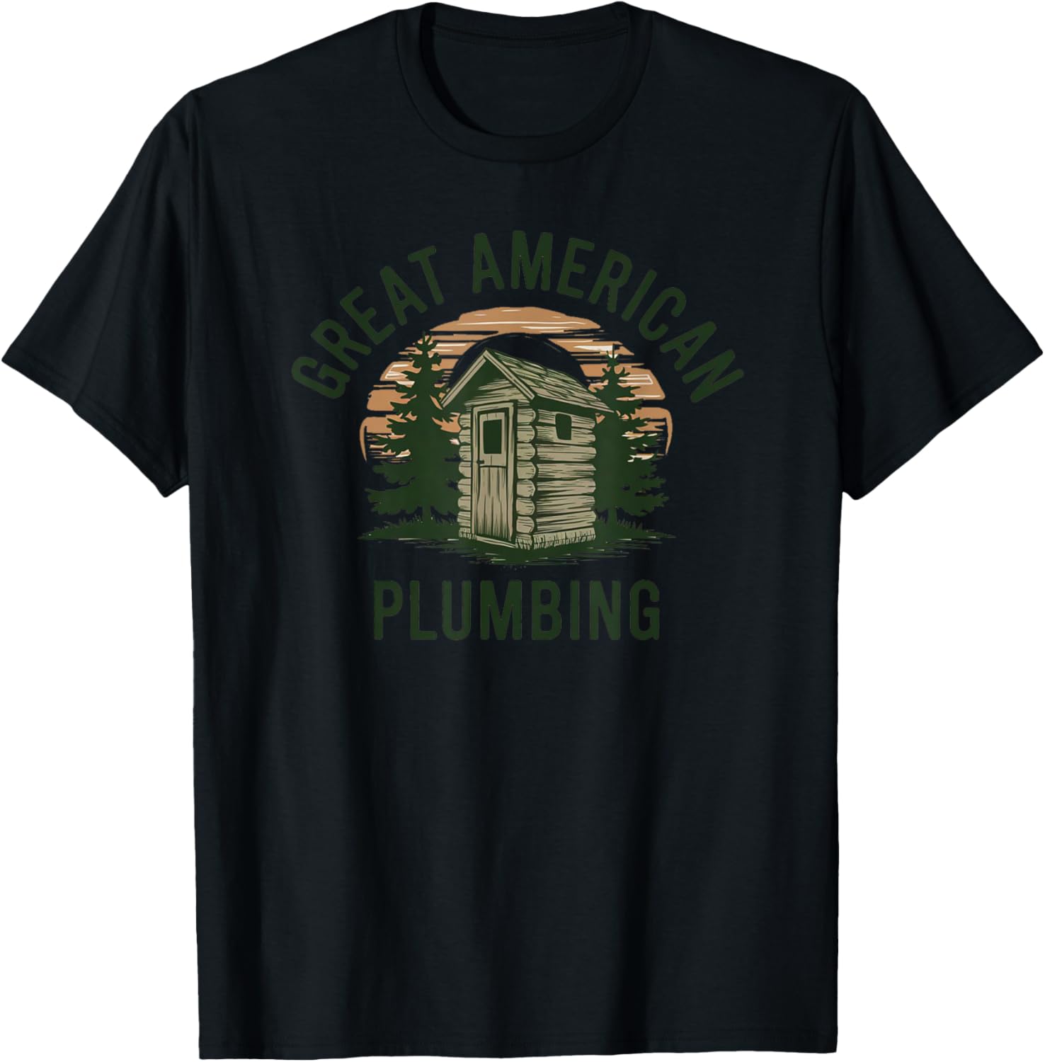 Great American Plumbing Funny Outhouse Country Bathrooms T-Shirt - T-Shirt | Black