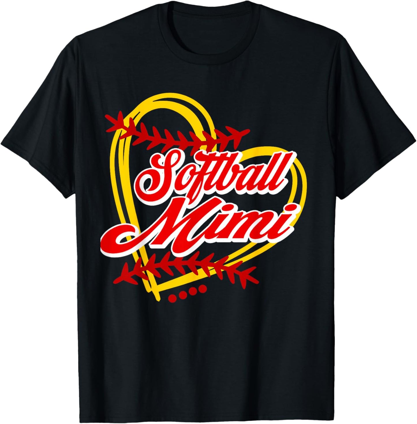 Softball Mimi Heart Softball Player Lover T-Shirt - T-Shirt | Black