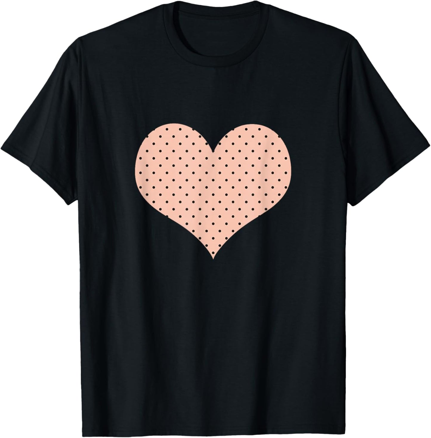 Cute Peach Pink Black Minimalist Boho Tiny Polka Dot Pattern T-Shirt - T-Shirt | Black