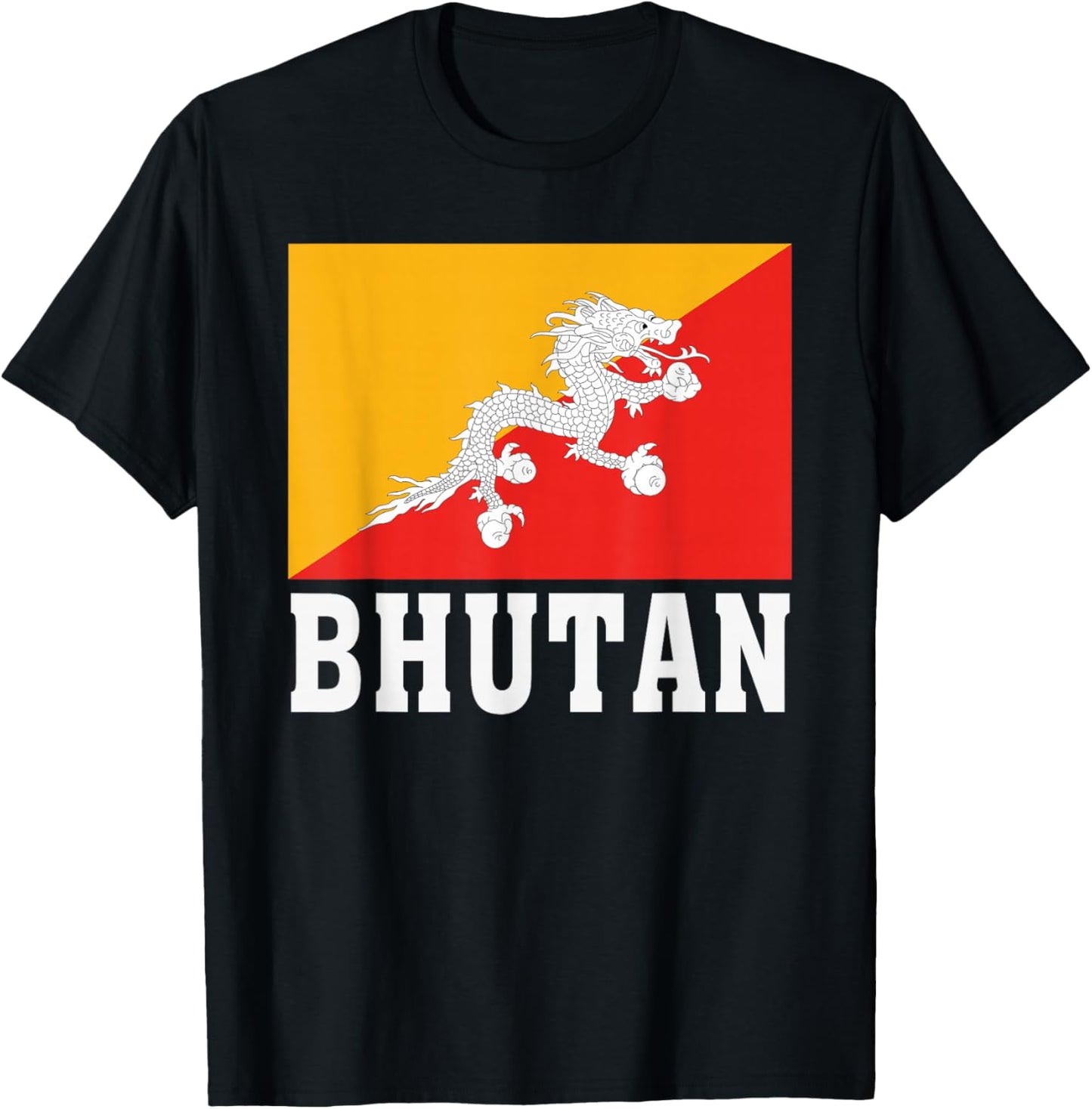 Bhutan Flag Patriotic National Roots Souvenir T-Shirt - T-Shirt | Black