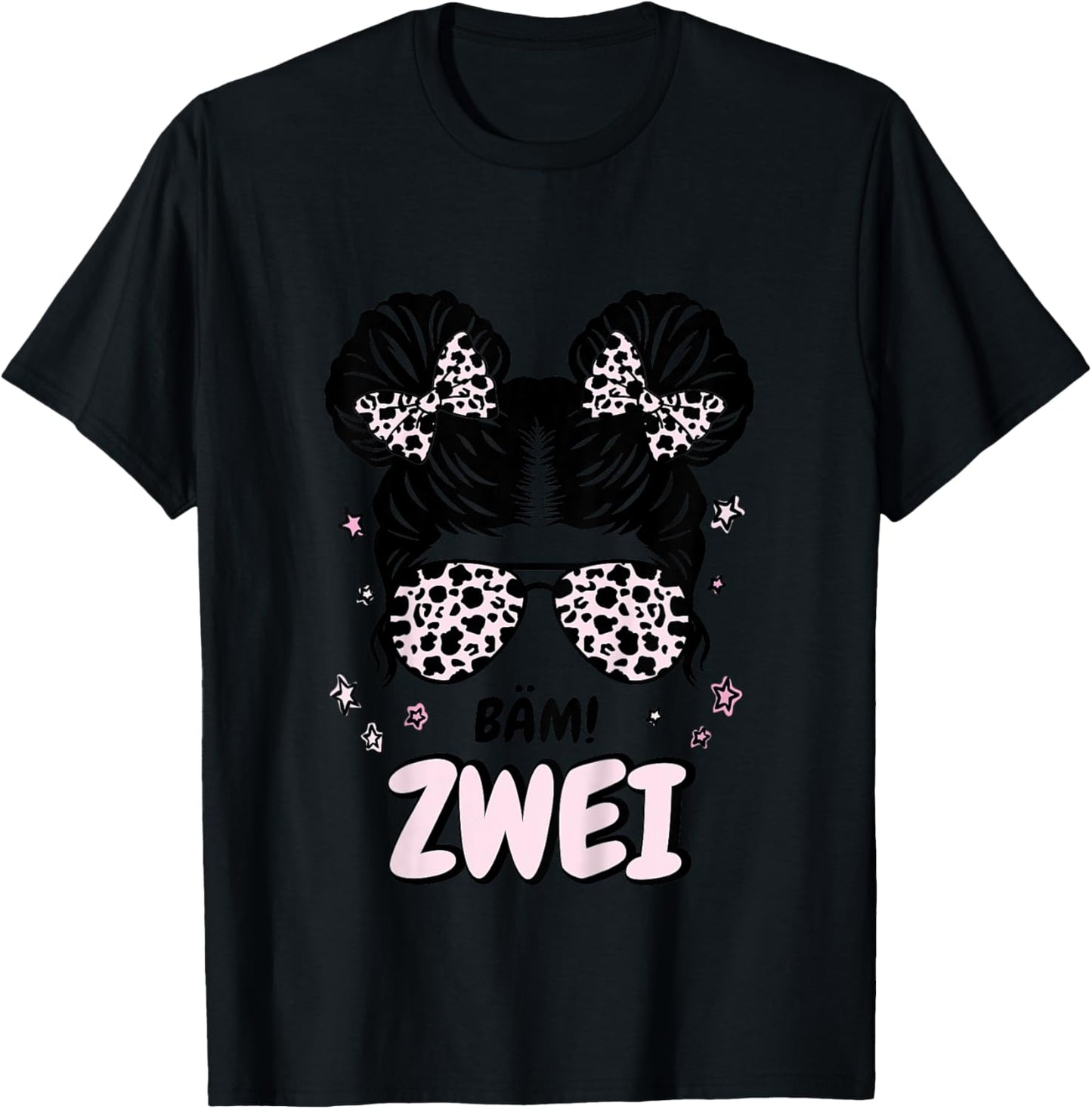 Kinder 2. Geburtstag Mädchen Messy Bun Bäm! Zwei T-Shirt - T-Shirt | Black