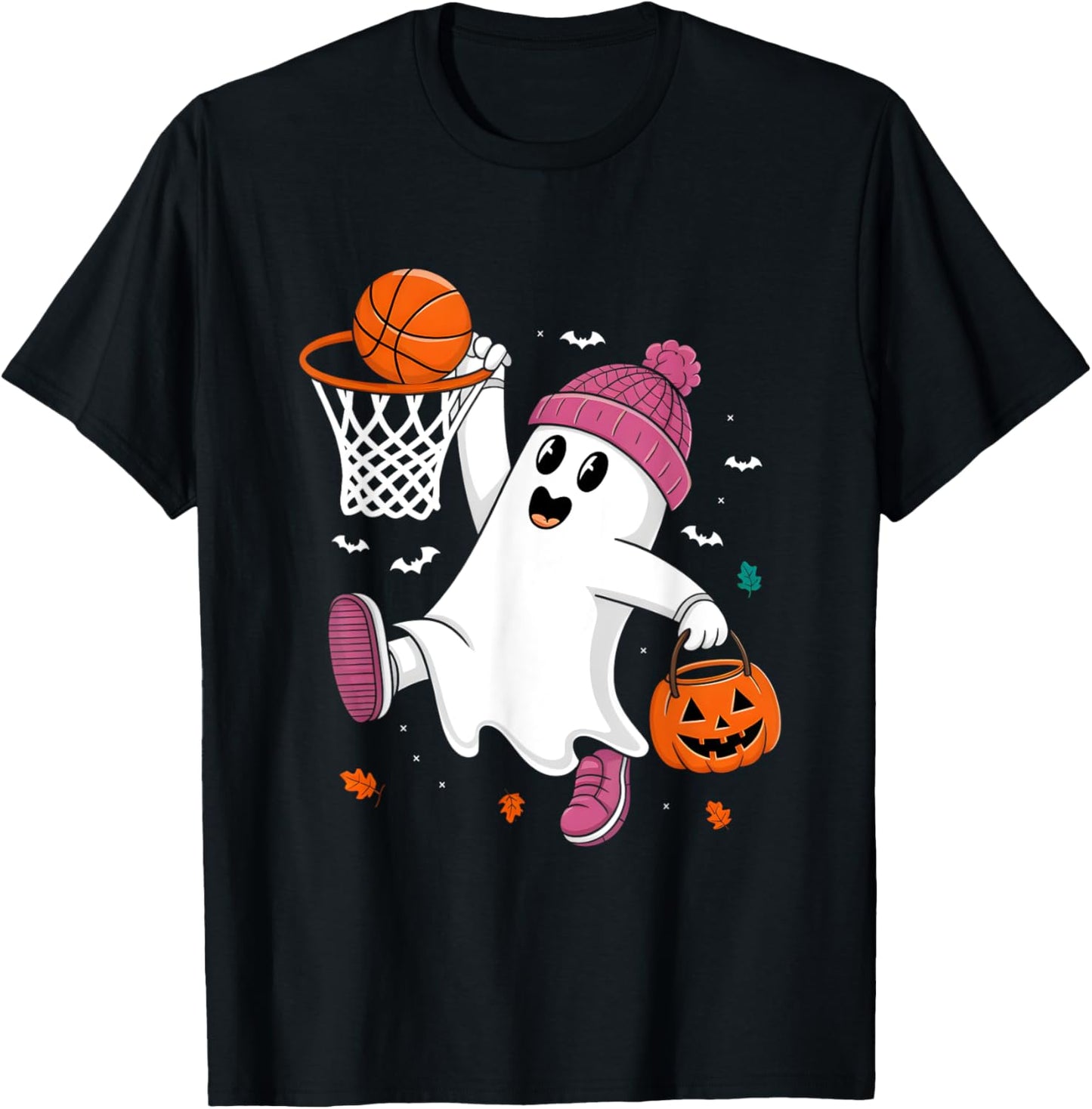 Funny Halloween Ghost Dunking Basketball Costume Boys Kids T-Shirt - T-Shirt | Black