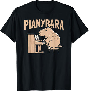 Capybara Piano Pianist Musician - Music Pianybara T-Shirt - T-Shirt | Black
