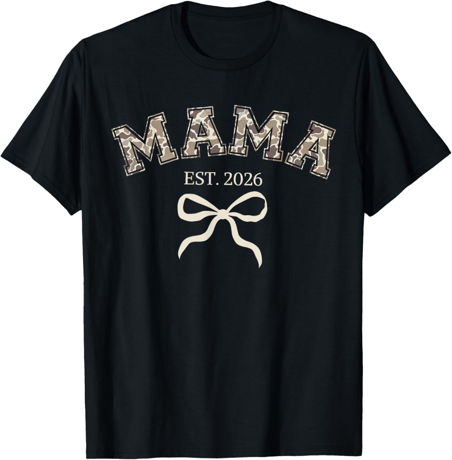 Camo Mama Est 2026 Promoted to Mama 2026 Camouflage T-Shirt - T-Shirt | Black