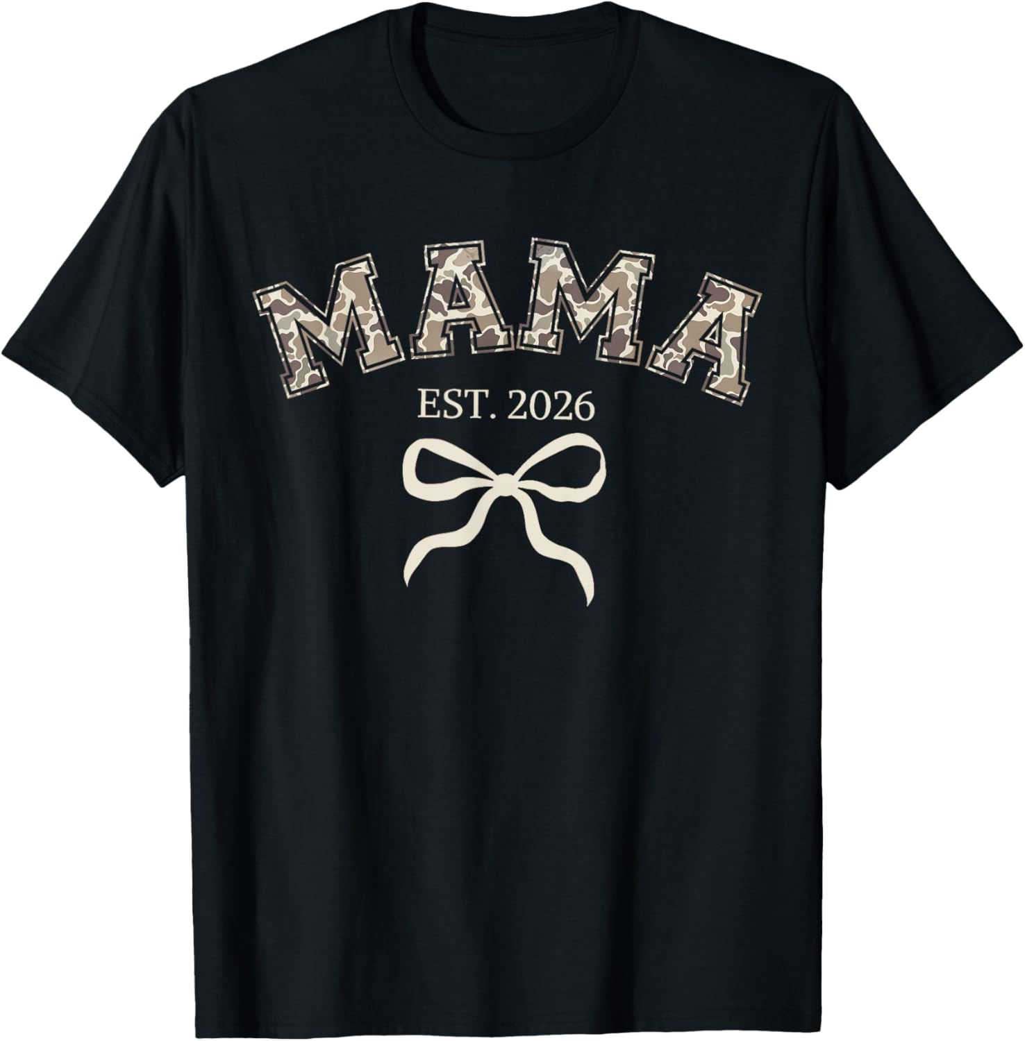Camo Mama Est 2026 Promoted to Mama 2026 Camouflage T-Shirt - T-Shirt | Black