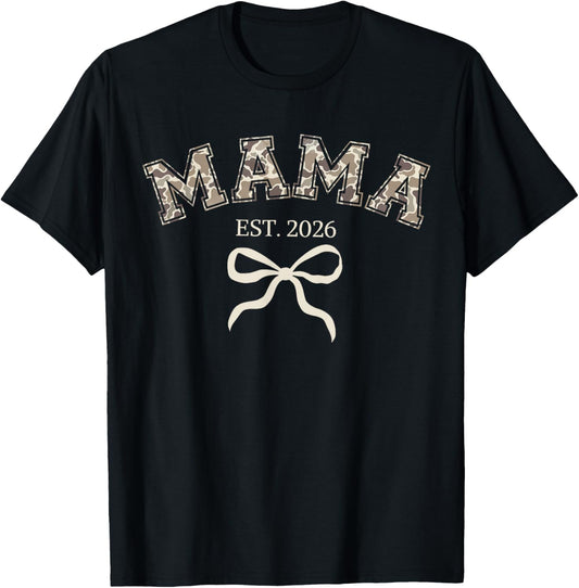 Camo Mama Est 2026 Promoted to Mama 2026 Camouflage T-Shirt - T-Shirt | Black