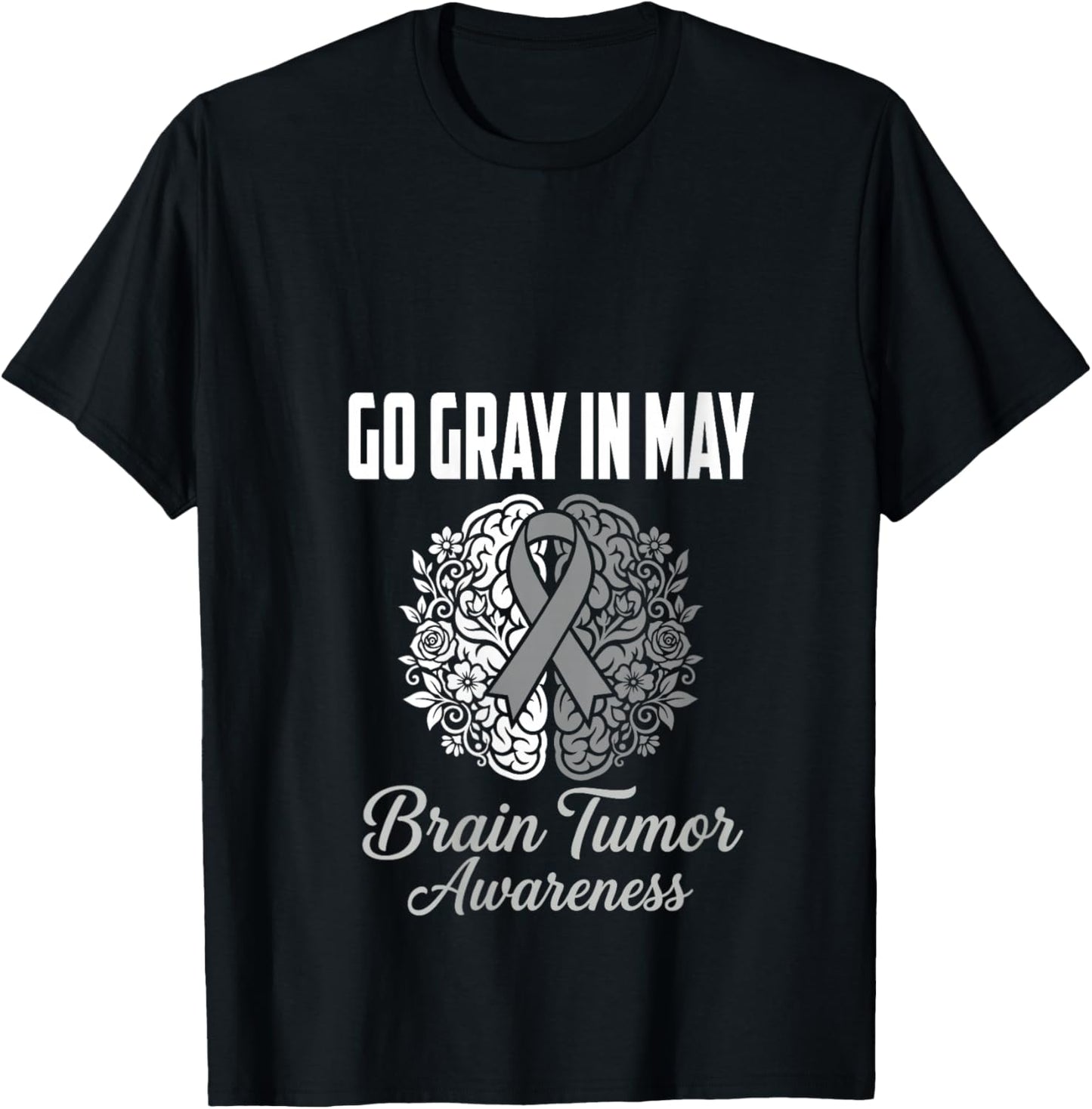 Women's Go Gray in May Brain Tumor Awareness Brain Cancer V-Neck T-Shirt - T-Shirt | Black