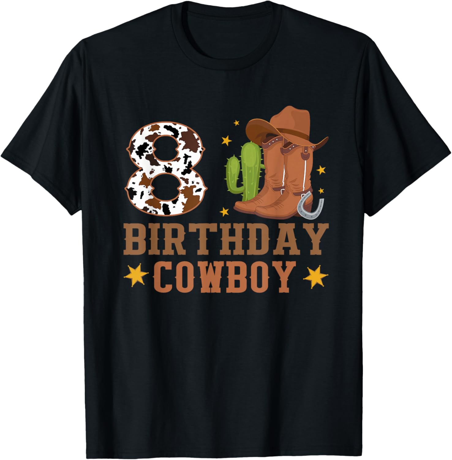 8th Birthday Rodeo Western Cowboy 8 Year Old Birthday T-Shirt - T-Shirt | Black