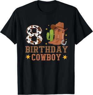 8th Birthday Rodeo Western Cowboy 8 Year Old Birthday T-Shirt - T-Shirt | Black