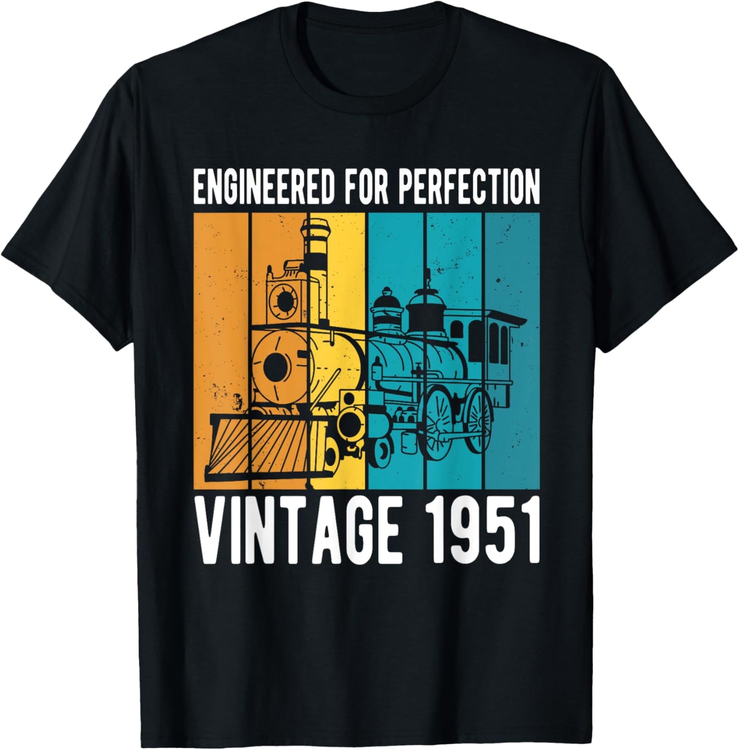 Engineered For Perfection Vintage 1951 Birthday Train T-Shirt - T-Shirt | Black