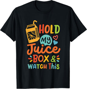 Retro Funny Toddler Boy Girl Hold My Juice Box & Watch This T-Shirt - T-Shirt | Black