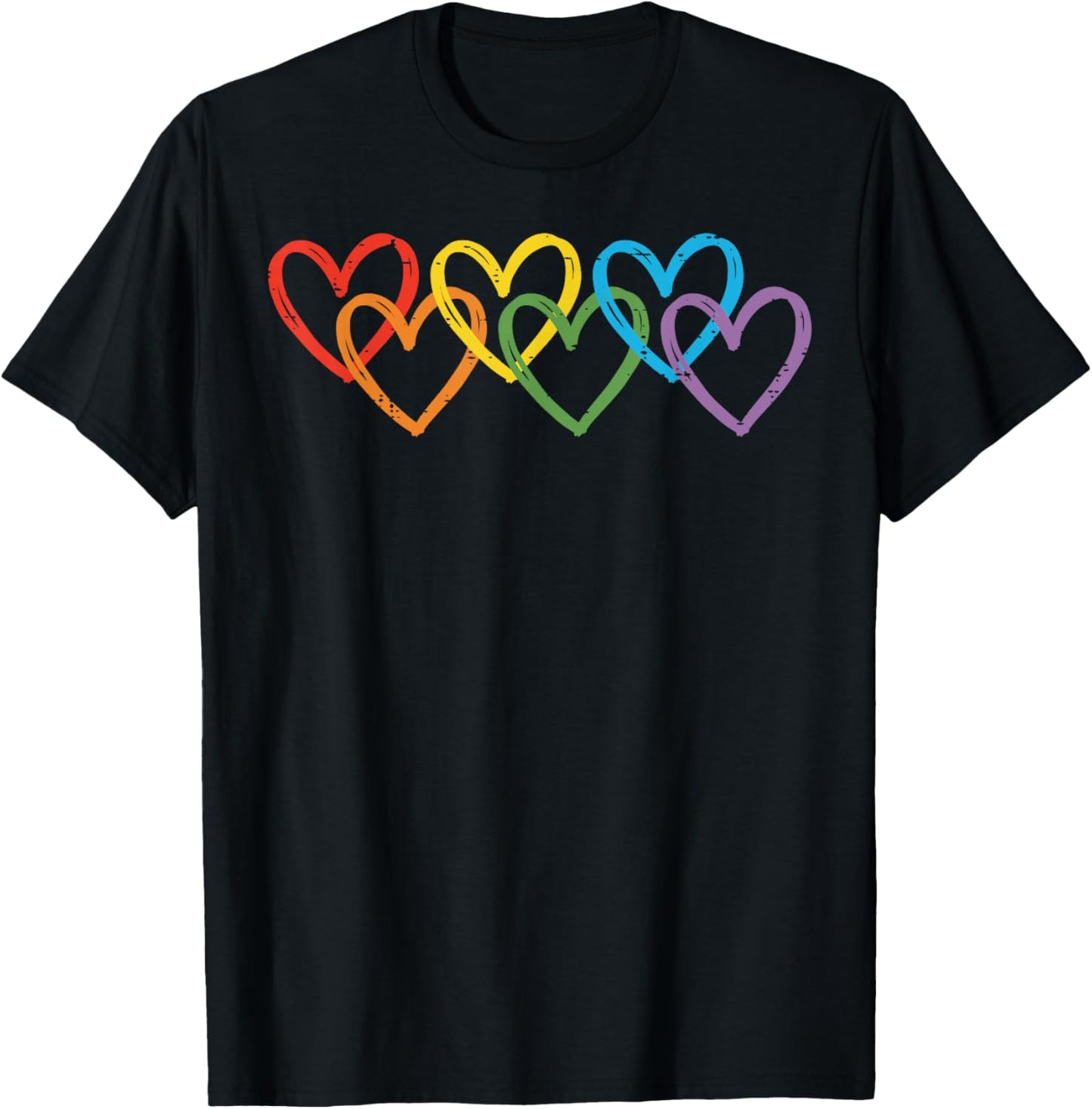 Gay Rainbow Hearts LGBTQ Pride Month Love Ally Men Women T-Shirt - T-Shirt | Black