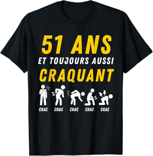 Gift Humour 51st Anniv 1975 Birthday 51 Years Man T-Shirt - T-Shirt | Black