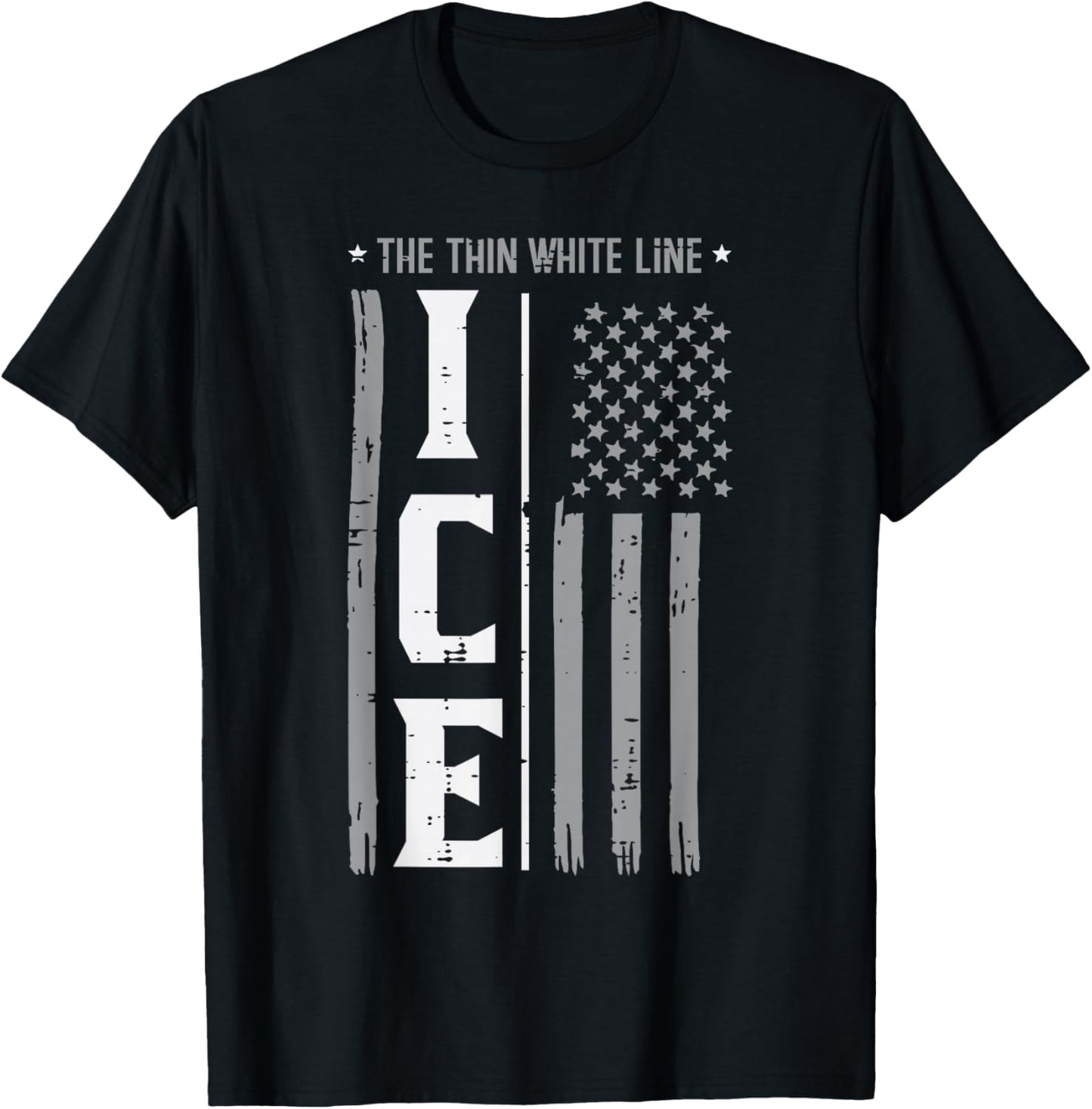 American Flag Immigrant Ice The Thin White Line , Women, Kids T-Shirt - T-Shirt | Black