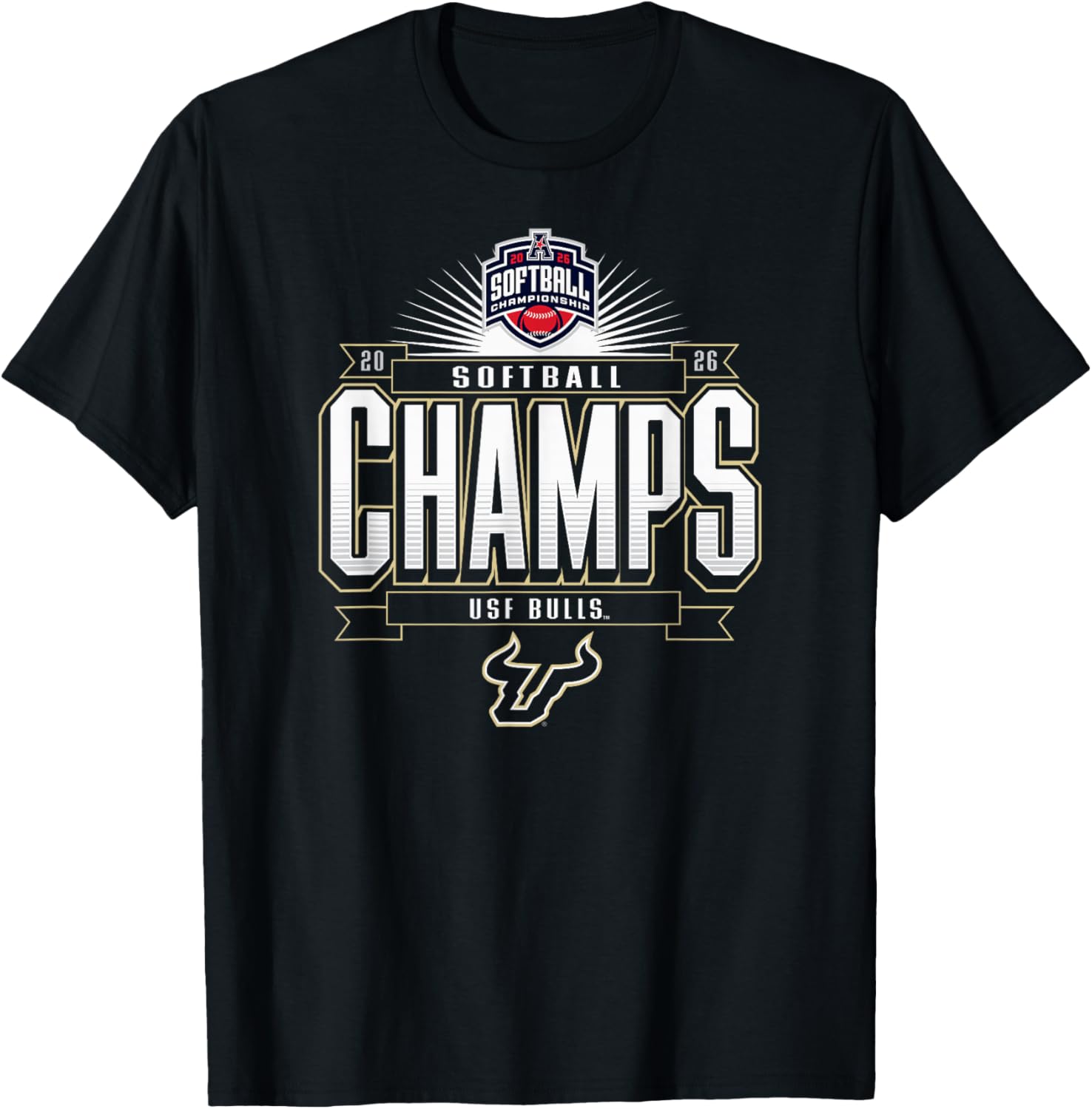 South Florida Bulls AAC Champs 2026 Softball Tournament T-Shirt - T-Shirt | Black