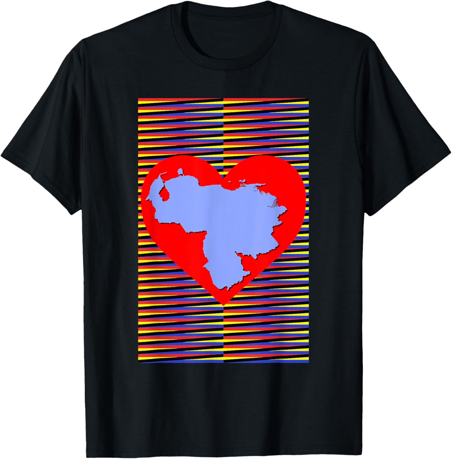 Venezuela map in heart, Venezuelan Chromatic Background Art T-Shirt - T-Shirt | Black