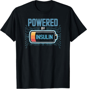 Powered by Insulin Diabetic Tech Humor T-Shirt - T-Shirt | Black