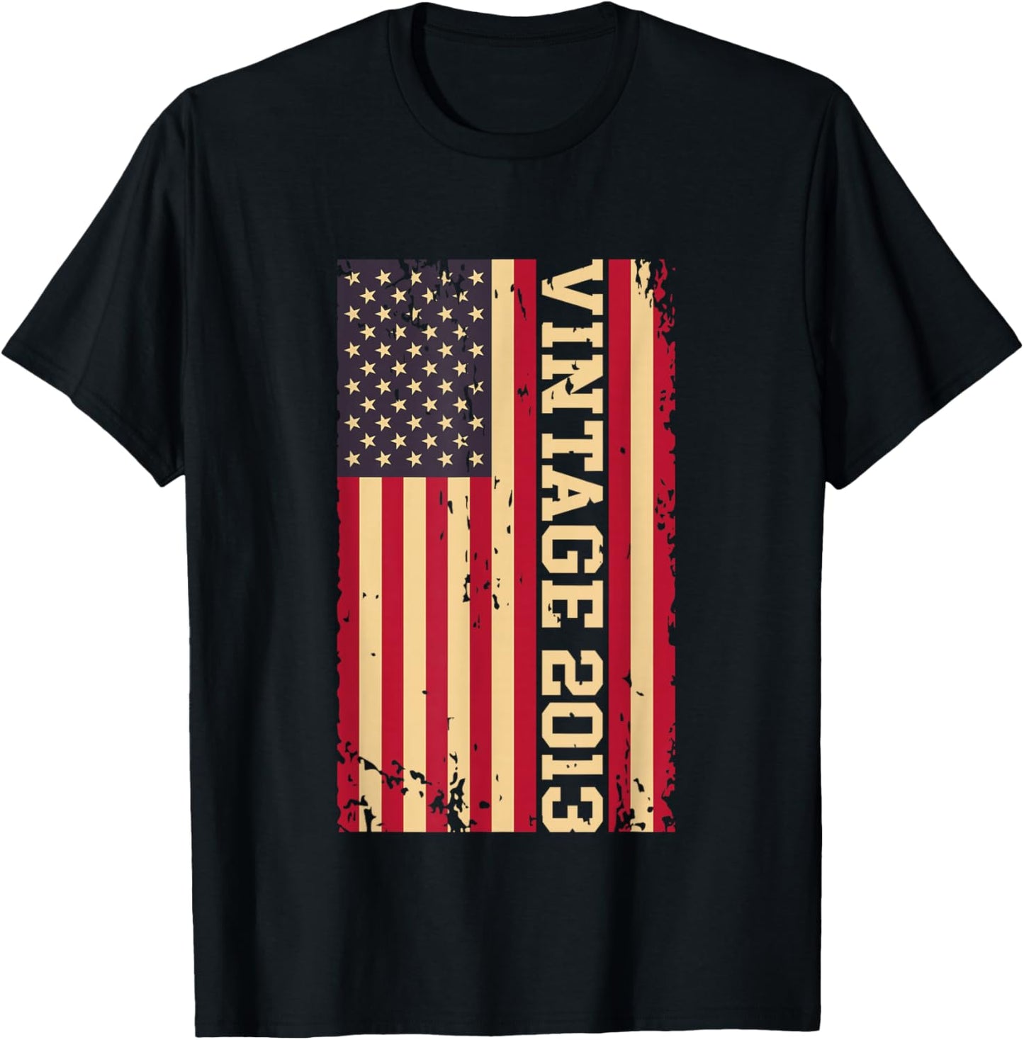 2013 Vintage 13th Birthday 13 years old American USA Flag T-Shirt - T-Shirt | Black