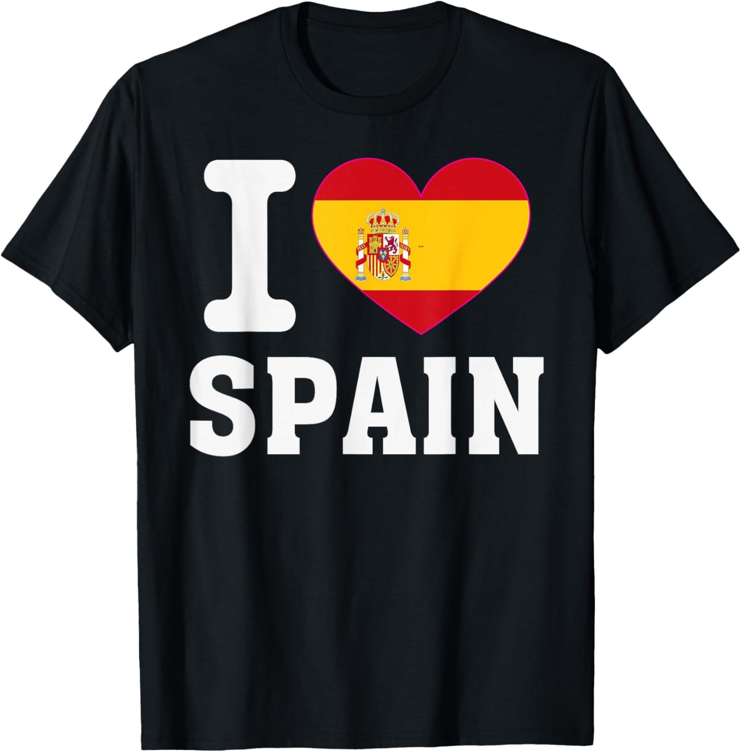 I Love Spain Heart Souvenir Lovers Pride Travel T-Shirt - T-Shirt | Black