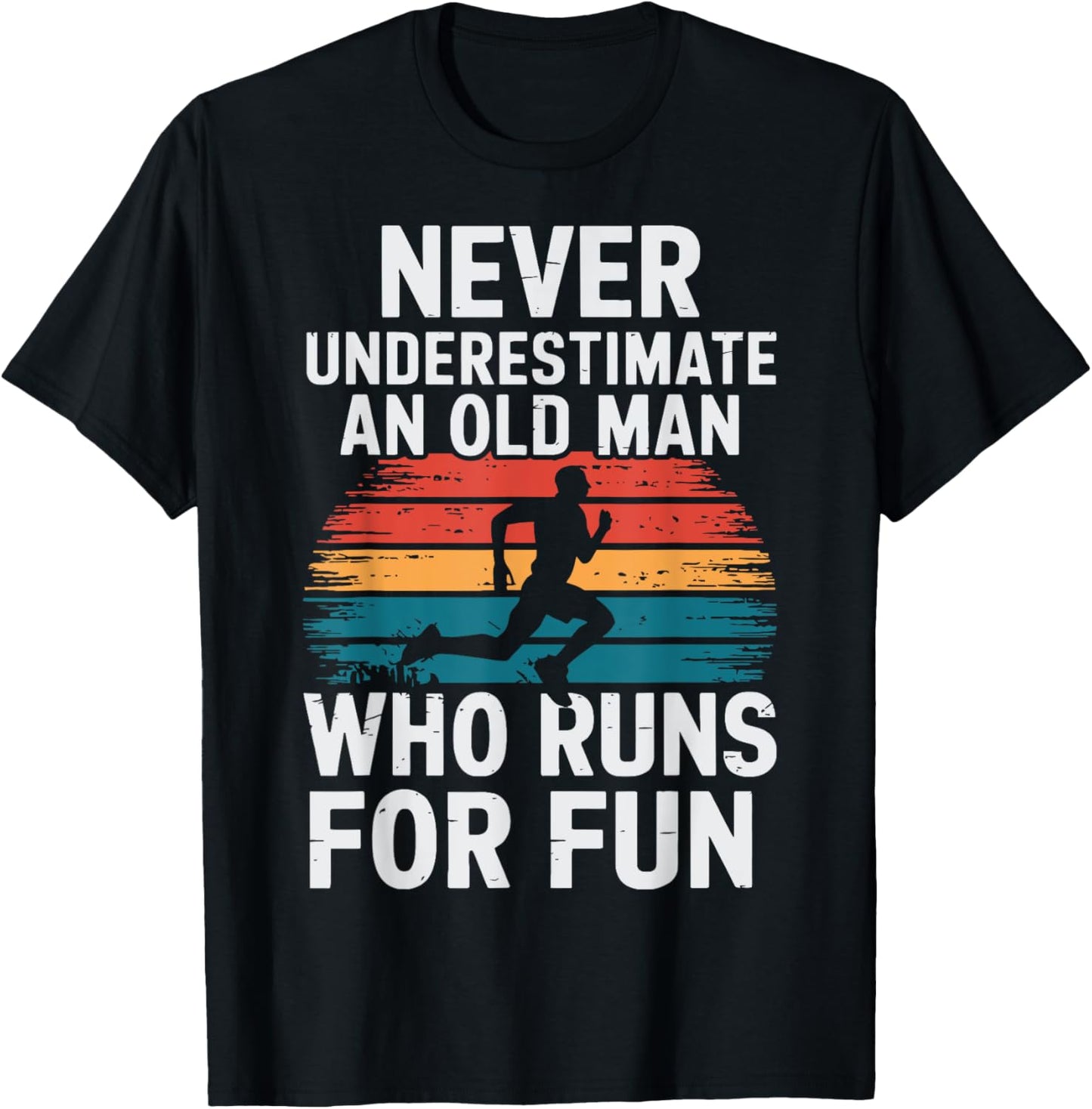 Old Man Running Humor Fitness Lover Funny Senior Runner T-Shirt - T-Shirt | Black