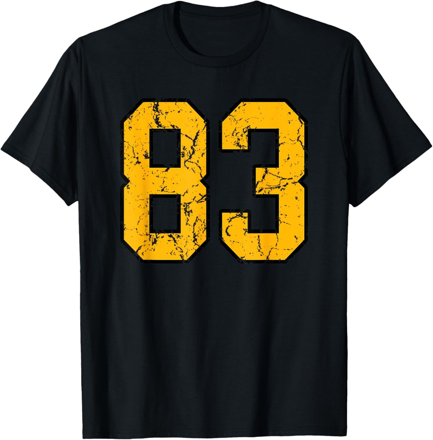 Gold and Black Sports Number 83 Jersey Uniform Player T-Shirt - T-Shirt | Black
