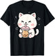 Kawaii Cat Boba Japanese Cute Aesthetic Anime Girls Teens T-Shirt - T-Shirt | Black