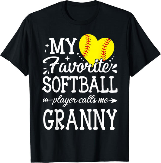 My Favorite Softball Player Calls Me Granny T-Shirt - T-Shirt | Black