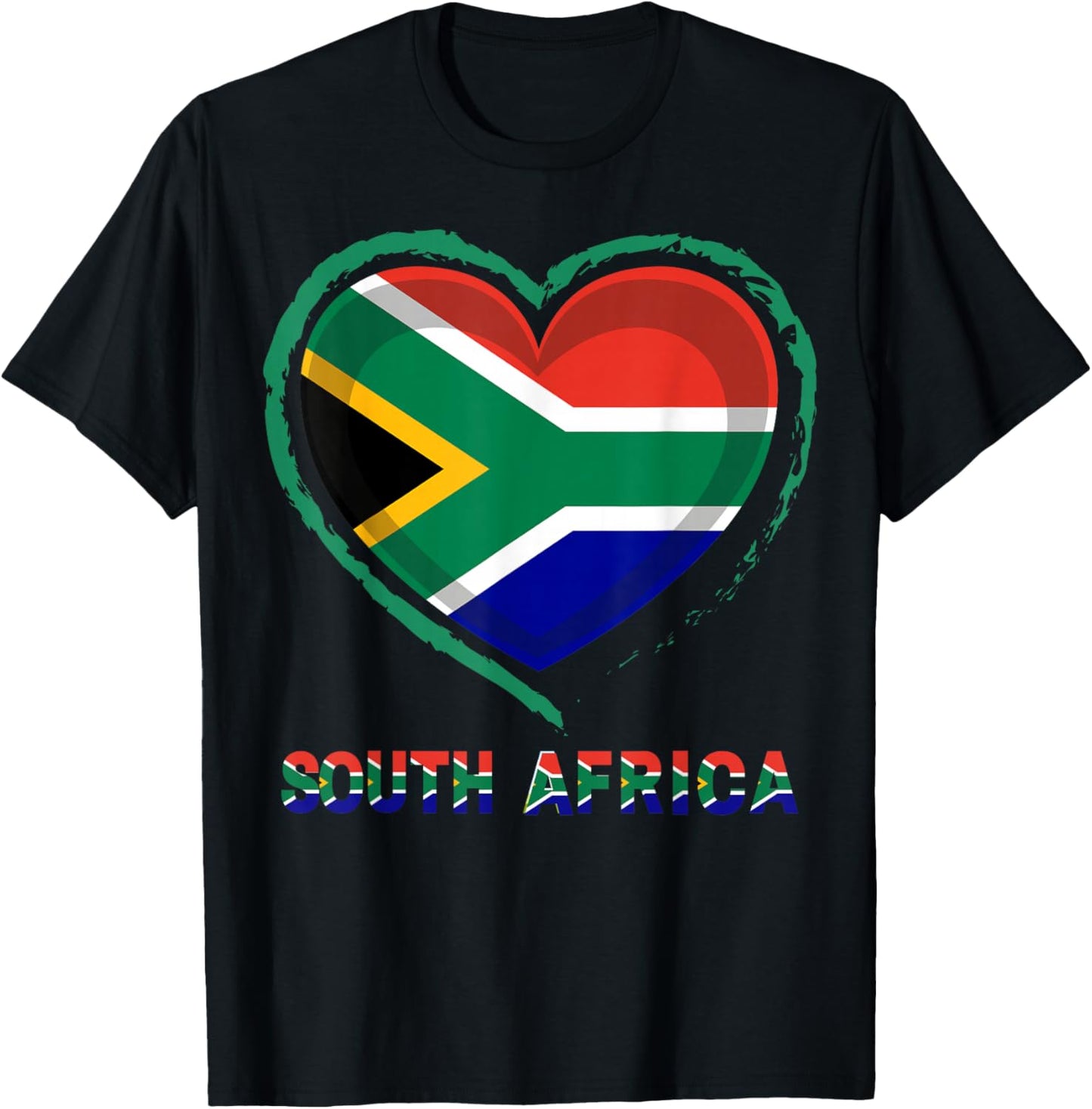 Drapeau Afrique du Sud Cœur Rustique Pride Art Graphic T-Shirt - T-Shirt | Black